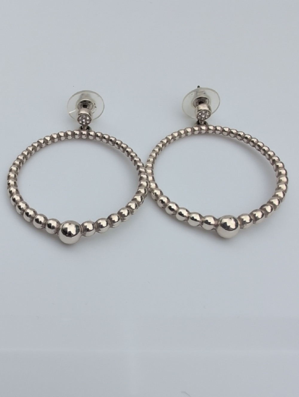 Brighton Silver Beaded Post Hoop Earrings Silver